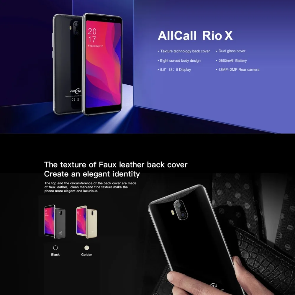 AllCall Rio X ram, 1 Гб rom, 8 Гб мобильный телефон, 13 МП, 5 МП, две задние камеры, 5,5 дюймов, Android 8,1, MTK6580M, четыре ядра, две sim-карты, смартфон