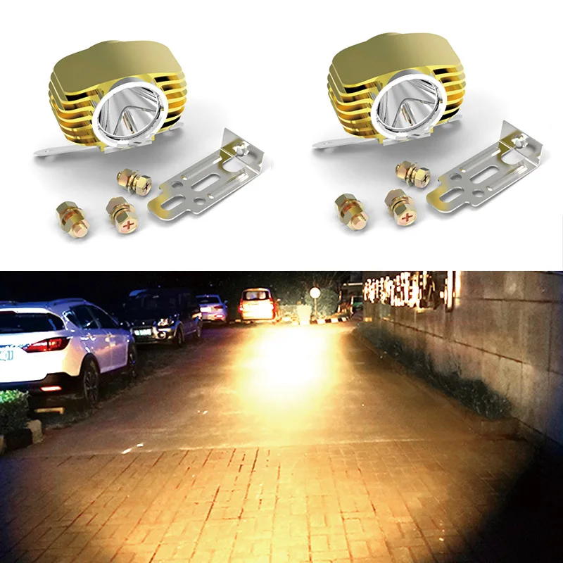 Golden Housing 4300K CNSUNNYLIGHT 2 шт. светодиодный фонарь для мотоцикла 3000K 4300K 6000K светодиодный прожектор для мотоцикла аксессуары точечные Фары Водонепроницаемый - Цвет: Golden Housing 4300K