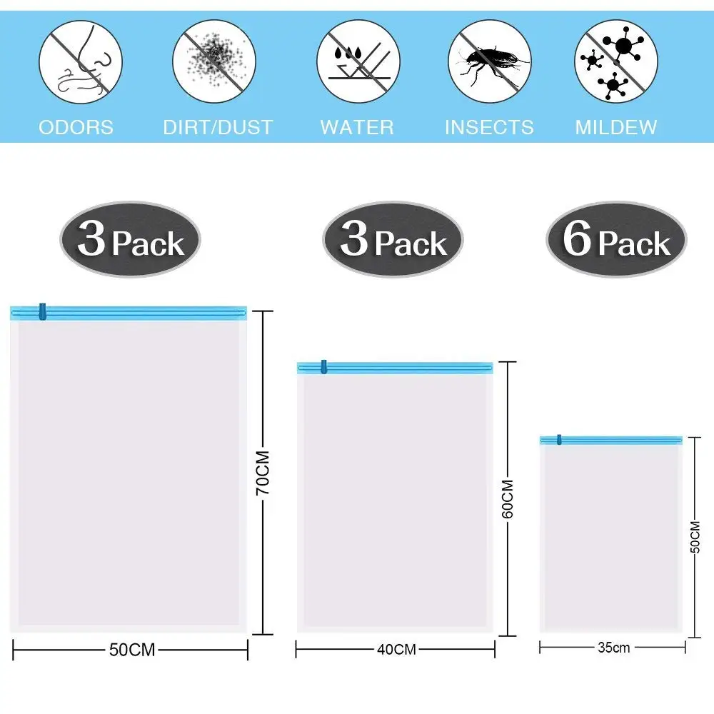 12 шт. ручная роликовая вакуумная сумка прозрачная складная для хранения одежды