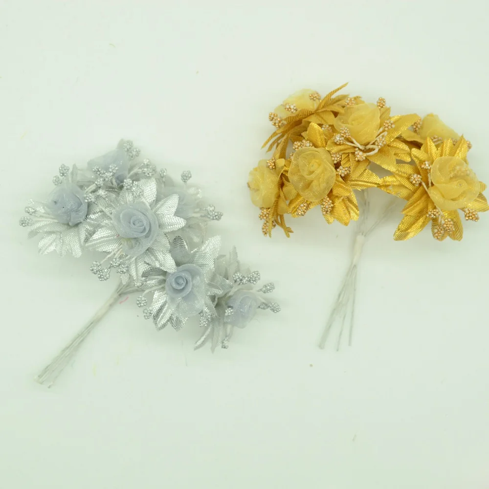 6 шт. Шелковый стемен для дома свадьбы рождественского декора гибридные