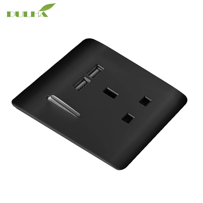 DULHA UK 13A USB Wall Socket 1 Gang Electrical Power Switched With 2 Plug Ports Quick Charger Outlet Port Free Shipping | Обустройство