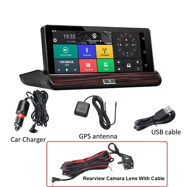 Видеорегистратор автомобильный 7 дюймов 3G GPS навигация FHD 1080P Wifi Bluetooth 16
