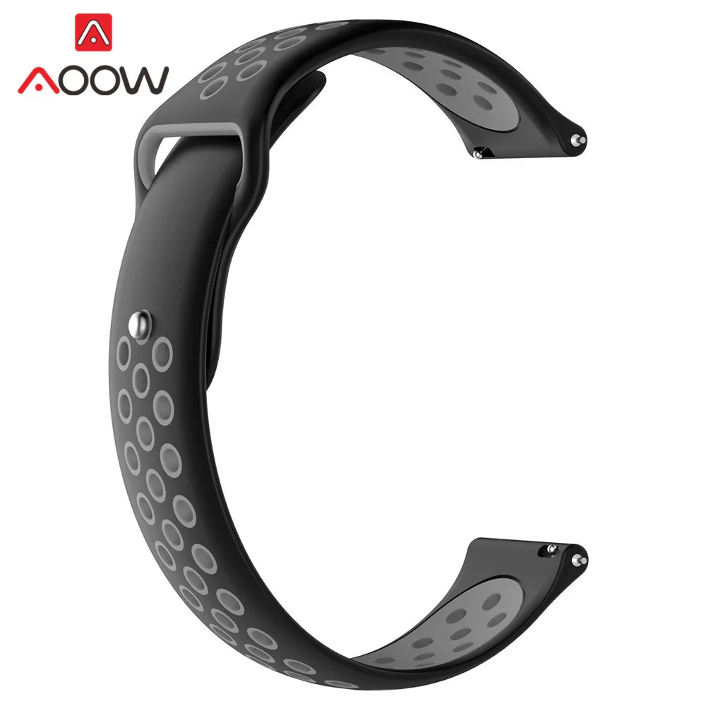Black Gray 18 мм 20 мм 22 мм мягкий силиконовый ремешок для часов для samsung Galaxy Watch 42 мм 46 мм спортивный браслет ремешок для gear S2 S3 Huami Amazfit - Цвет ремешка: Black Gray