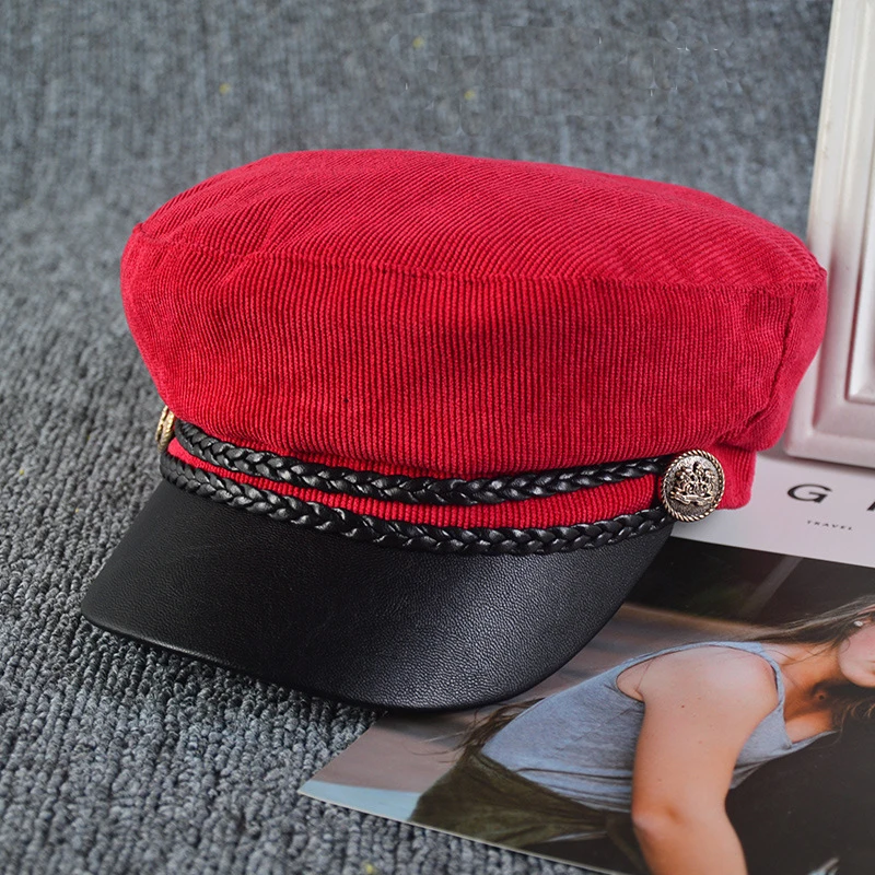 Женская Мужская Вельветовая темно синяя кепка Повседневная унисекс армейская