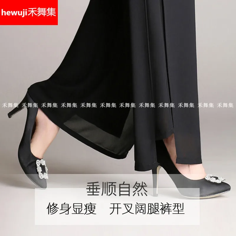Modern Dance Wide-legged Trousers Lady Ballroom Girls Latin Pant Square High-waisted B-6885 | Тематическая одежда и