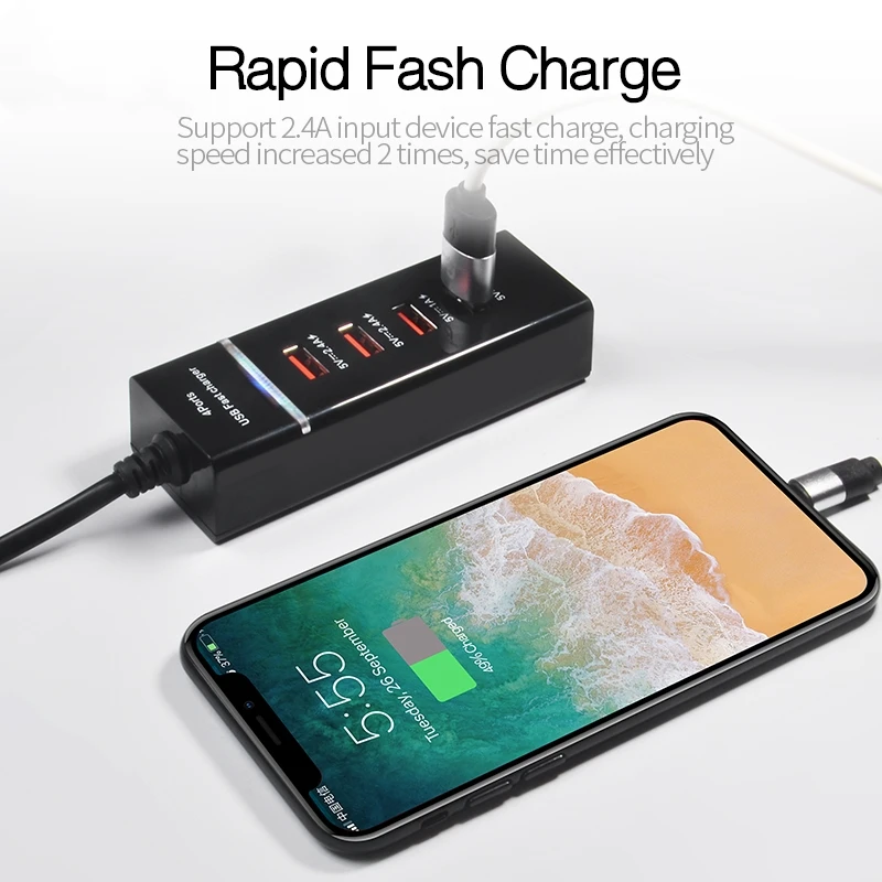 DCAE 4 USB зарядное устройство светодиодное настенное быстрая зарядка для