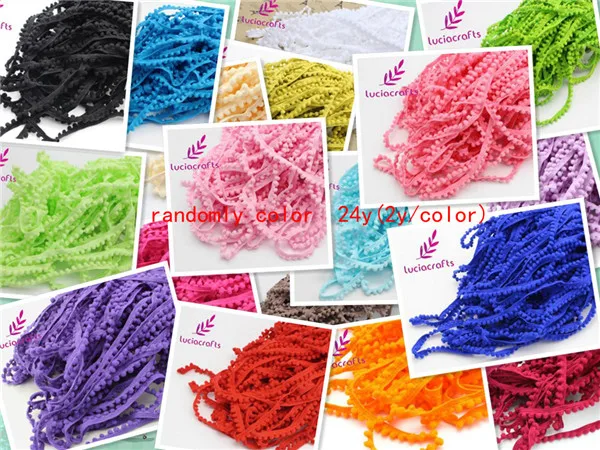 Randomly color 24y Lucia crafts 12 ярдов/24 ярдов 10 мм помпоны отделка шар тесьма кружева бахрома ленты Ткань DIY Швейные аксессуары ручной работы K0601 - Цвет: Randomly color 24y