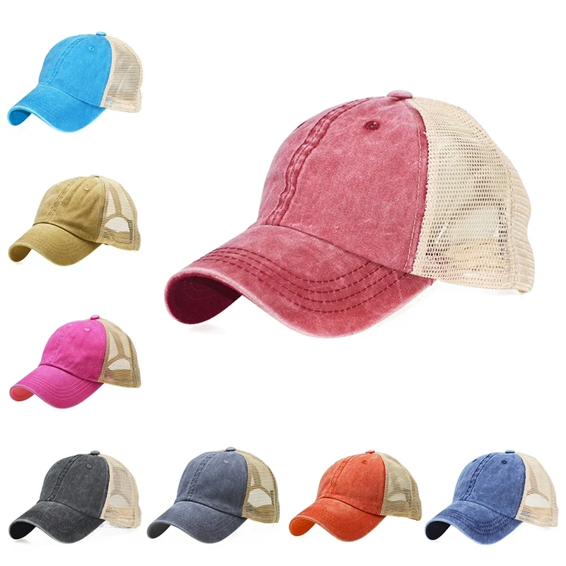 Унисекс бейсболка Ретро стиль Gorras Лоскутная промытая хлопковая сетчатая шапка