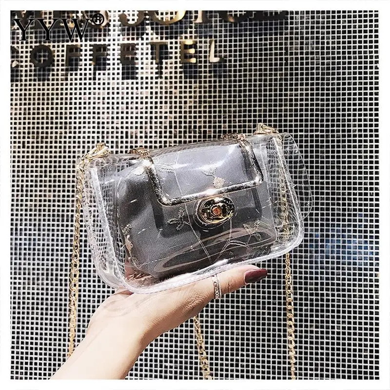 

YYW Crossbody Bags For Women 2019 Embroidery Transparent Bags Fashion Women Shoulder Bag Messenger Pvc Waterproof Beach Bag