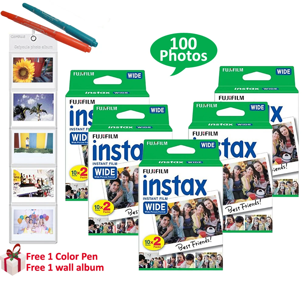 Фотокамера Fuji Instant Polaroid 300 200 210 100 Fujifilm Instax Wide пленка с рисунками белая рамка +