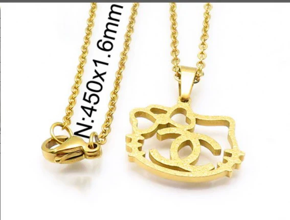 304 нержавеющая сталь золото ювелирные изделия necklace Sand лицо кулон оптовая