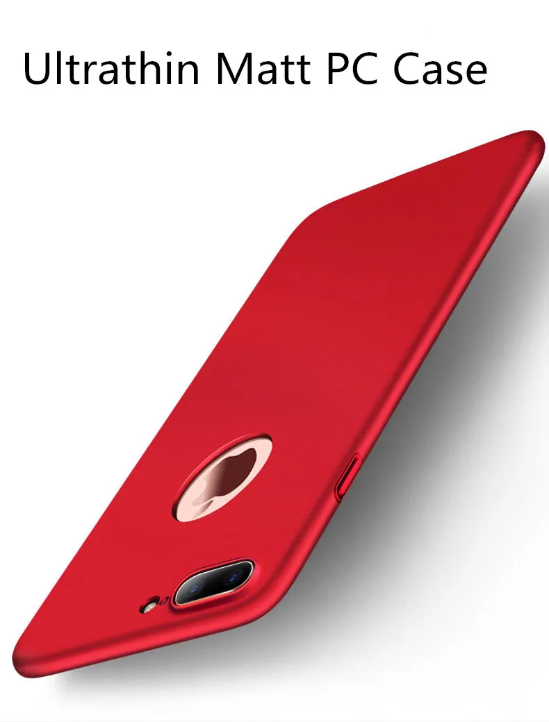 Матовый защитный чехол для телефона с защитной пленкой iPhone 5 5S 6 6s 7 8 Plus красный
