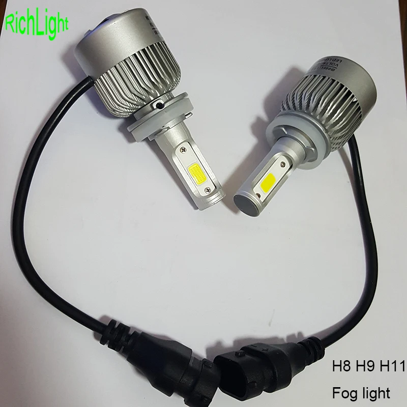 Белый 12 V 6000 K H8 H9 H11 COB Светодиодный фар автомобиля лампы C6 противотуманная фара
