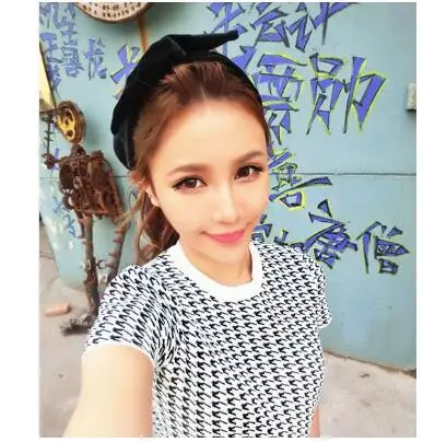 1шт Симпатичный бархатный ободок в виде кроличьих ушек проволока аксессуар для