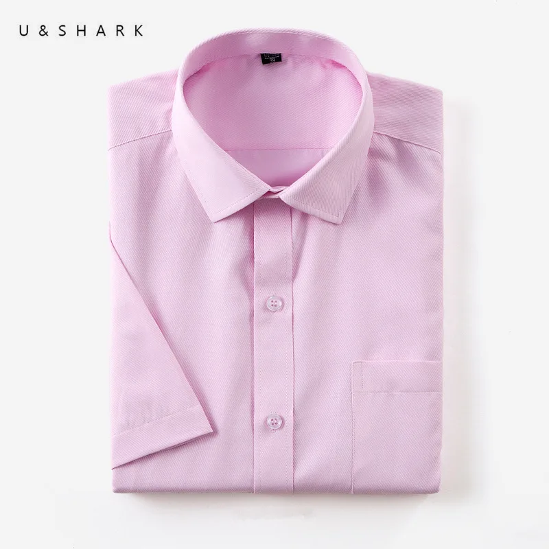 Мужская хлопковая рубашка U & SHARK формальная с коротким рукавом высокое