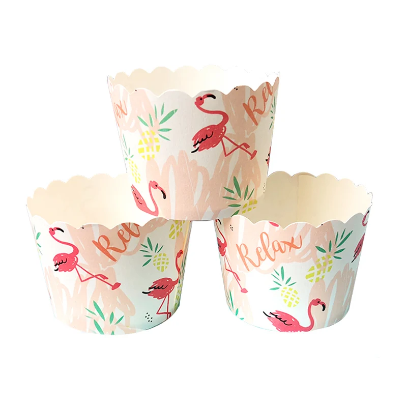 100 шт красный Фламинго Расслабляющая бамбуковая бумага для выпечки чашки кекса
