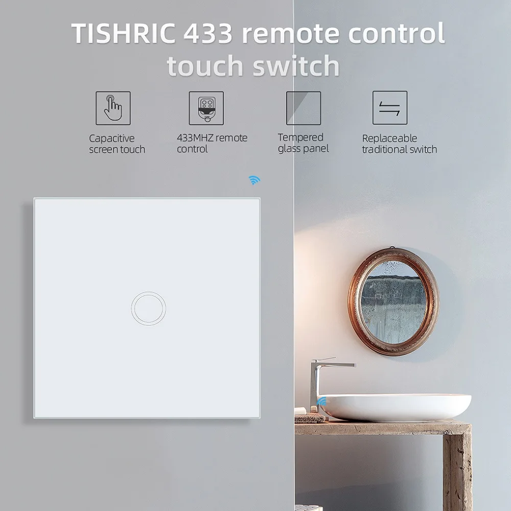 TISHRIC 86 Тип 1/2/3 Gang RF 433 дистанционный сенсорный светильник настенная светодиодная