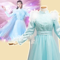 yi fuling sky blue fairy costume for latest fantasy tv play novoland the castle the sky female costume cosplay hanfu