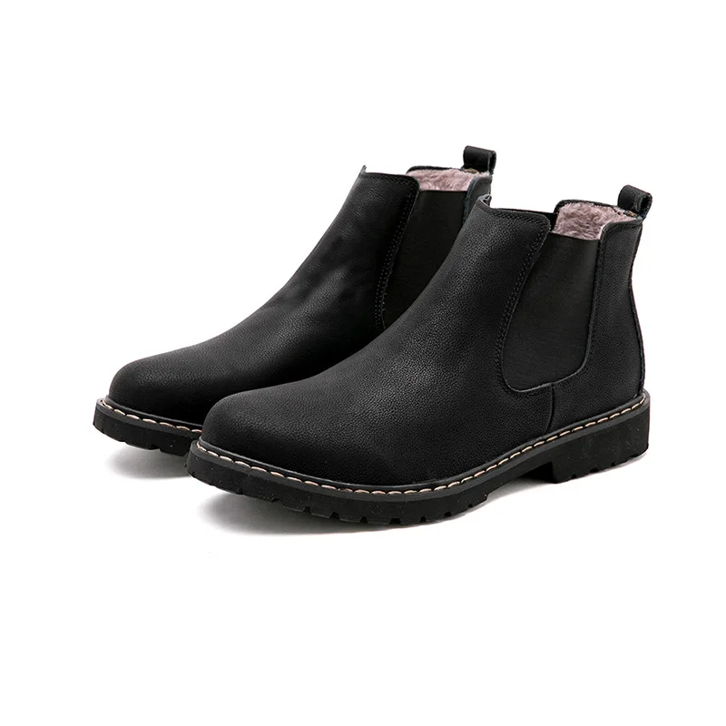 Мужские ботинки Челси с закругленным носком на молнии однотонные модная