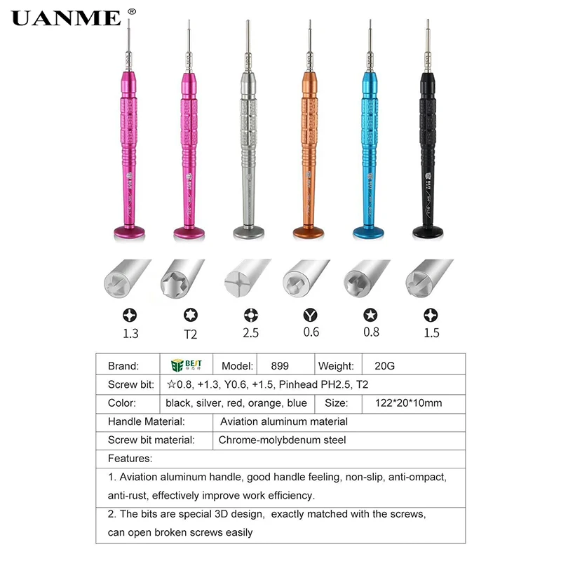 Прецизионная 3D отвертка UANME 0 8 Torx 6 Y-типа 1 3 5 Phillips 2 T2 инструменты для ремонта
