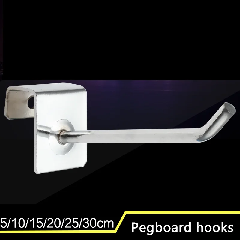 

Cold-rolled Steel Display Hooks Length 50/100/150/200/250/300mm Hook Rod Dia. 4/6mm Pegboard Hooks for Supermarket Single line