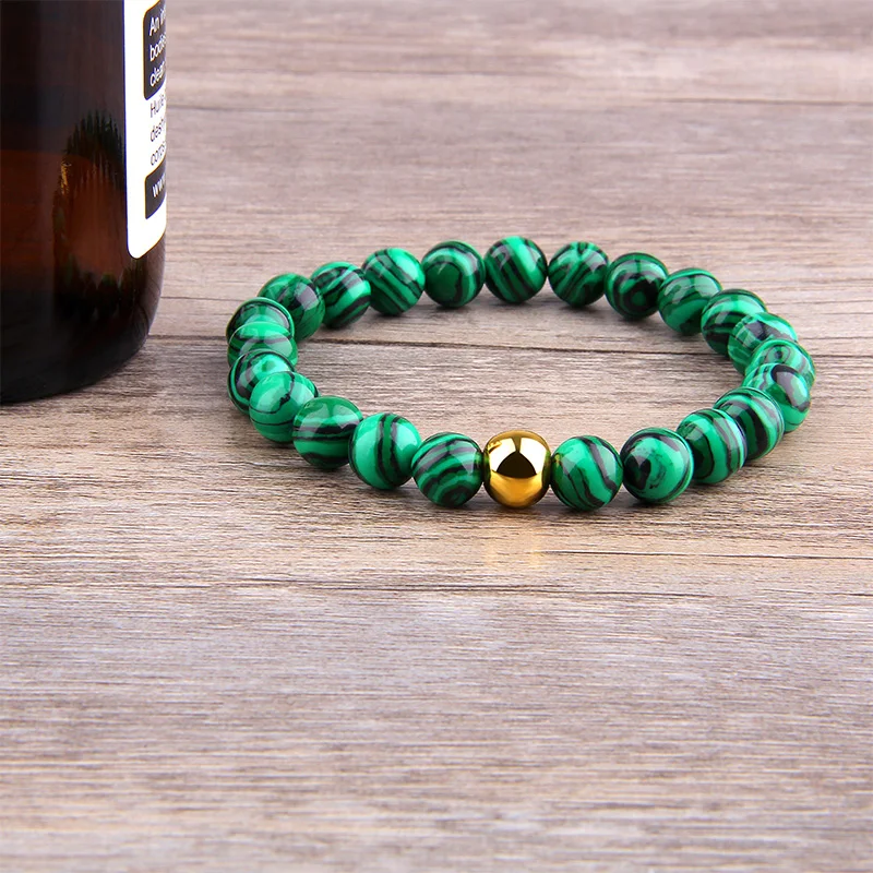 Новые Модные Зеленые малахитовые бусы браслет натуральный камень драгоценный