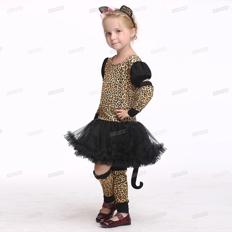 

Anime Cartoon Holiday Leopard Cat Costume Children Girl Tail Cospaly Party Dress Tutu Suit Halloween Costume Kids Christmas