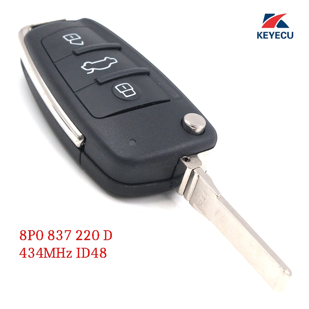 KEYECU Replacement Upgraded Flip Remote Car Key Fob 433MHz ID48 for Audi A3 S3 RS3 TT TTS TTRS 2004-2013 P/N: 8P0 837 220 D | Автомобили и