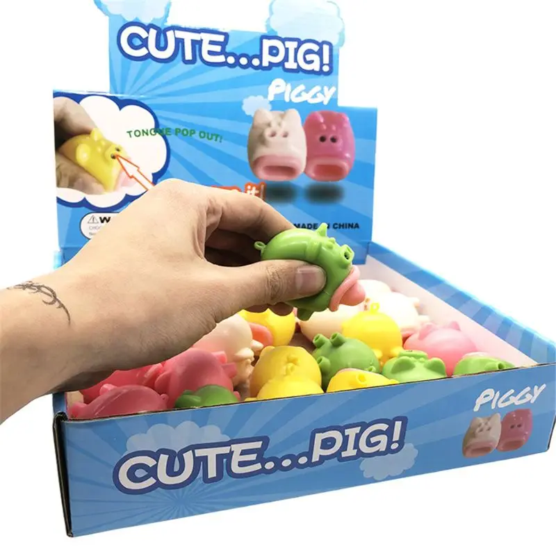 

5pcs Squeeze Animal Stress Relief Tongue Out Pig Practical Jokes Kids Toy Gift