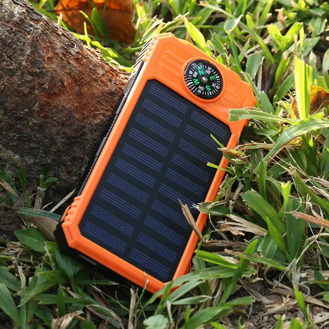 2000 мАч Солнечный внешний аккумулятор портативный компас фонарик USB наружное