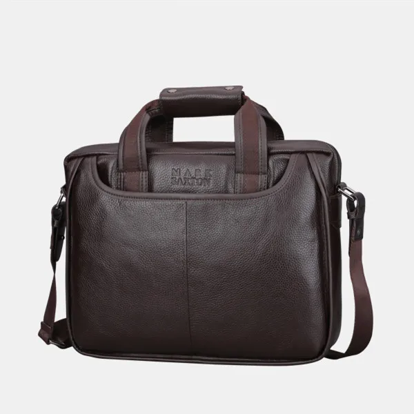 brown briefcase Гарантия натуральная коровья кожа мужской деловой портфель модные мужские кожаные сумки 1" Сумка для ноутбука отличное качество мужская сумка - Цвет: brown briefcase