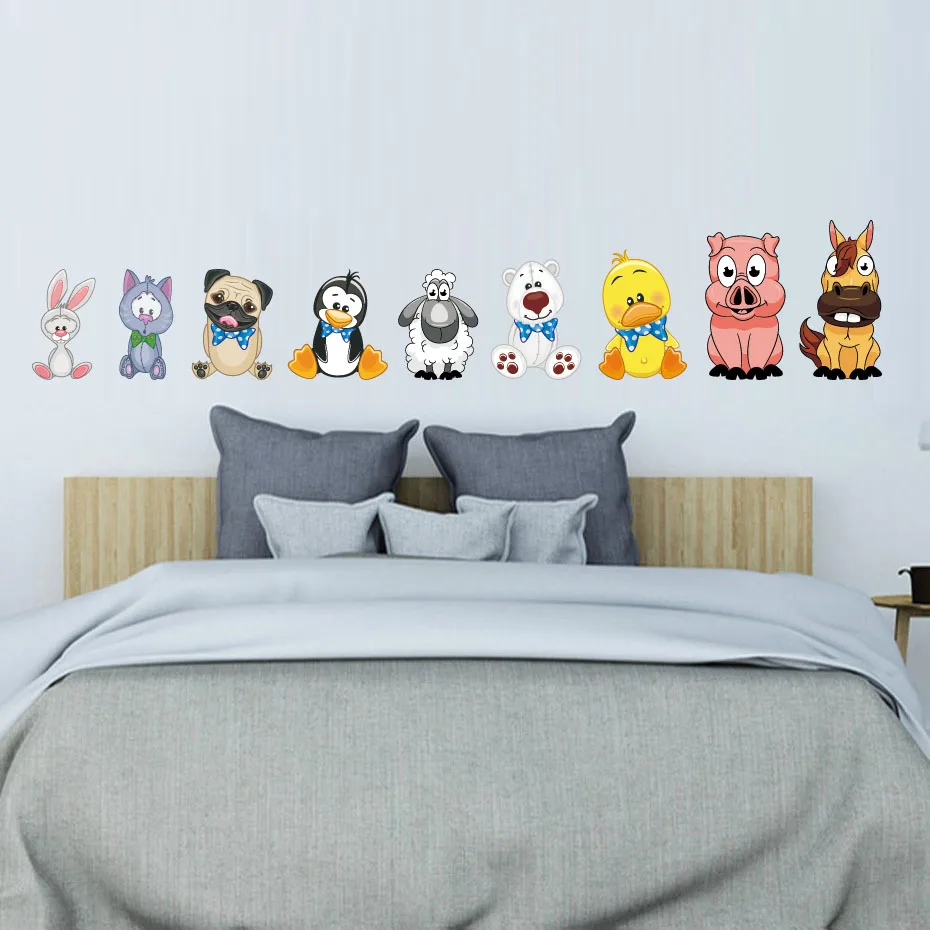 Милые наклейки на стены для разделывания свиньи утки кошки овцы декор комнаты
