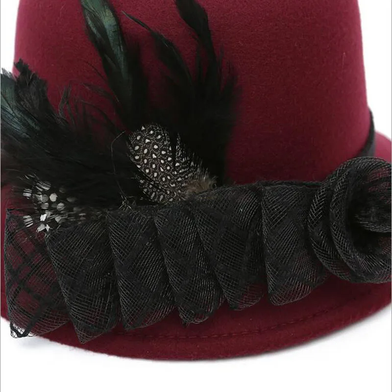 Лидер продаж 6 шт./лот Женская сетчатая мини шляпа с перьями кружевная Вуалетка