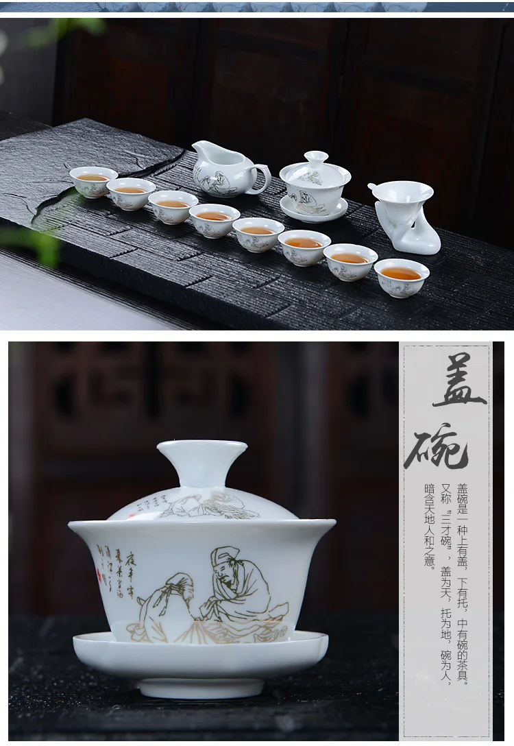 Чайный набор чайный из шахматного фарфора керамический чайник кунг-фу gaiwan Tureen