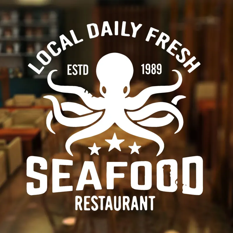 Знак морепродуктов свежий ежедневный стикер на стену виниловый интерьерный