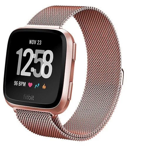 Rose Pink Сменных Браслетов Из Нержавеющей Стали Для fitbit versa наручных миланских петель магнитных браслетов подходят для битов и стихов аксессуары для браслетов - Цвет: Rose Pink