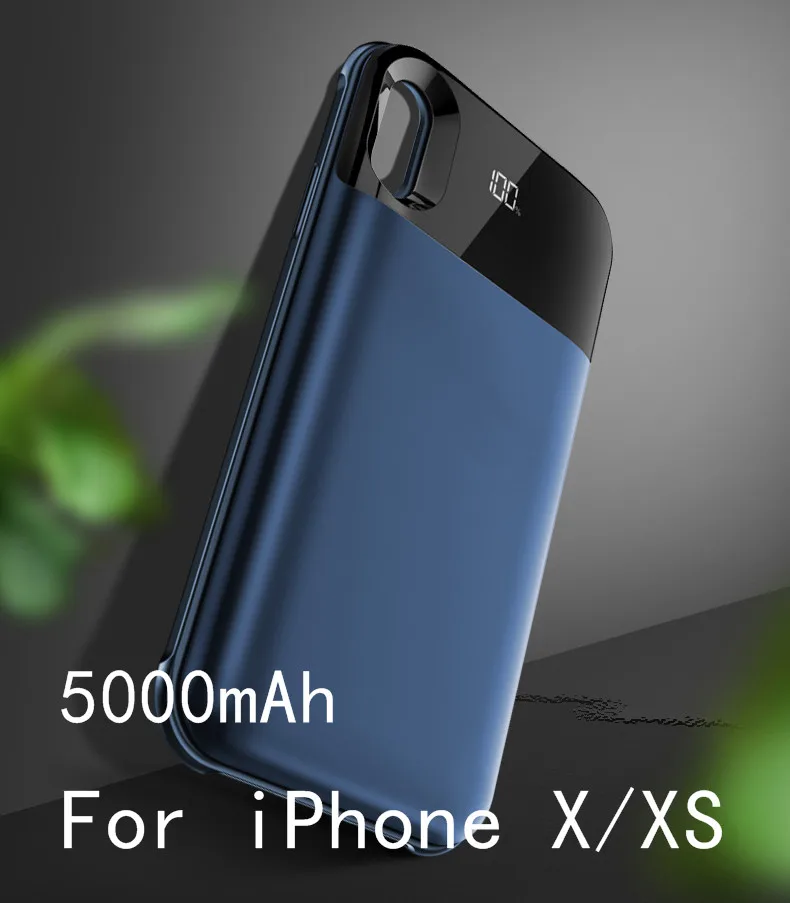 For iPhone XS-Blue Умный чехол для зарядного устройства с цифровым дисплеем для IPhone X XS Max, чехол для iPhone X R - Цвет: For iPhone XS-Blue