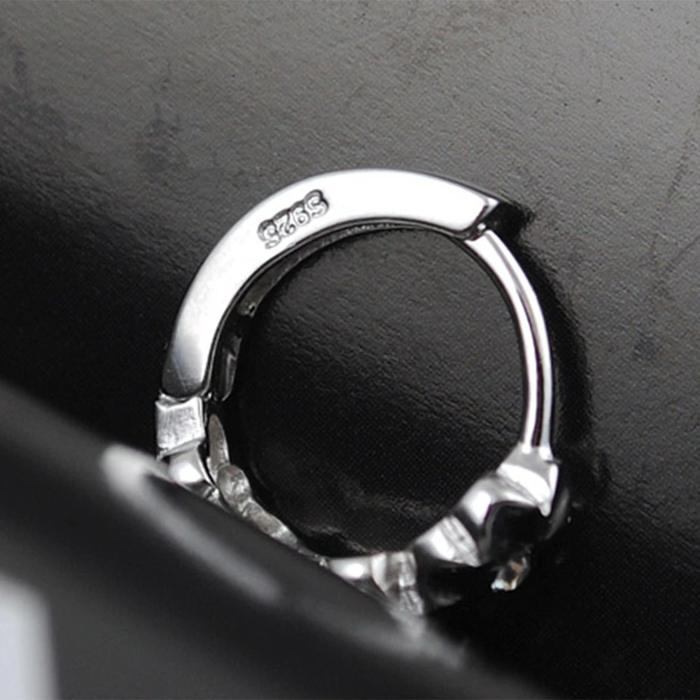 Женские серьги-кольца из серебра 925 пробы с белым цирконием | Украшения и