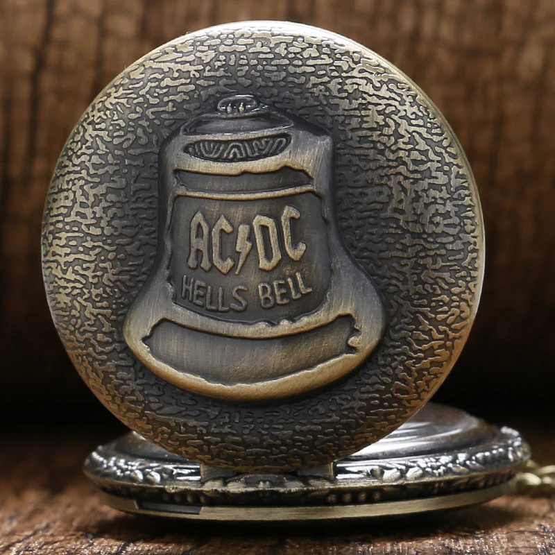 Античный стимпанк ACDC Hells Bell кварцевые карманные часы ожерелье кулон ретро мужчин