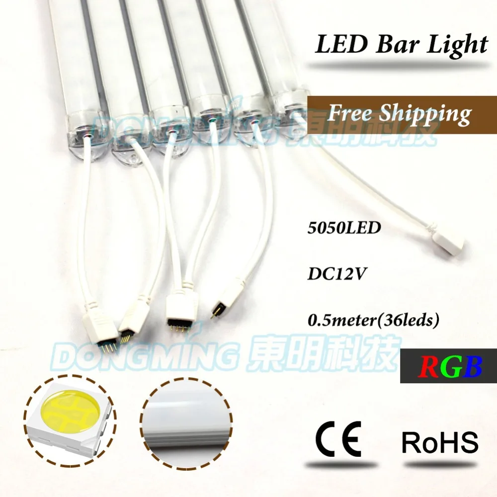 6 шт. 5050 smd 0 5 м твердая Светодиодная лента luces 12 в 50 см 36led RGB U алюминиевый профиль +
