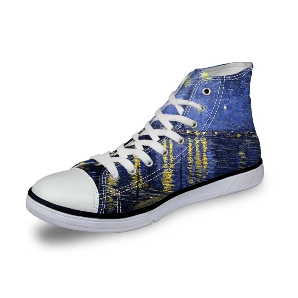 Мужская повседневная обувь с художественным принтом парусиновая на шнуровке