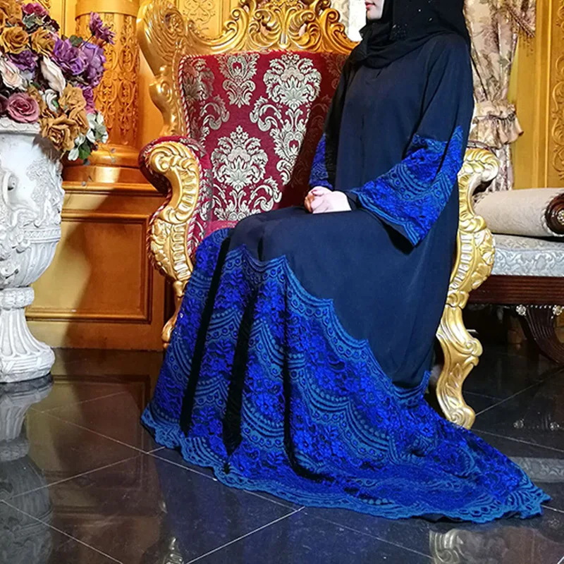 Макси размер Рамадан кружева Абая для мусульман Дубай Исламская одежда женщин