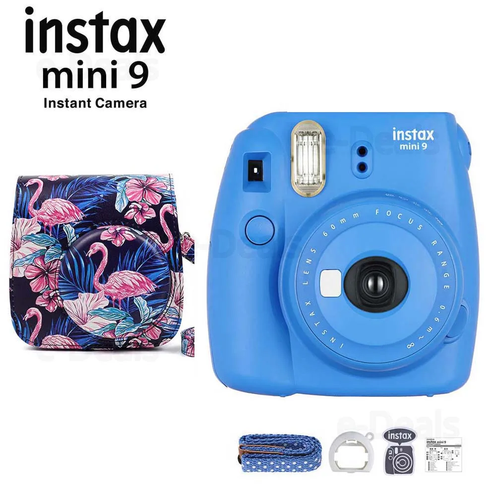 Фотокамера моментальной печати Fujifilm Instax Mini 9 Cobalt Blue+ качественный мягкий чехол из искусственной кожи с плечевым ремнем