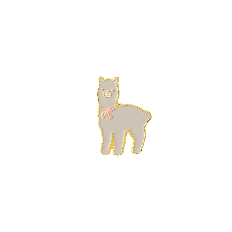 Alpaca Мультяшная собака Ленивец кошка Альпака тост кактус дерево Merci Чудесная брошь Мягкая Эмаль Булавка значки забавная Милая брошь коллекция подарки - Окраска металла: Alpaca