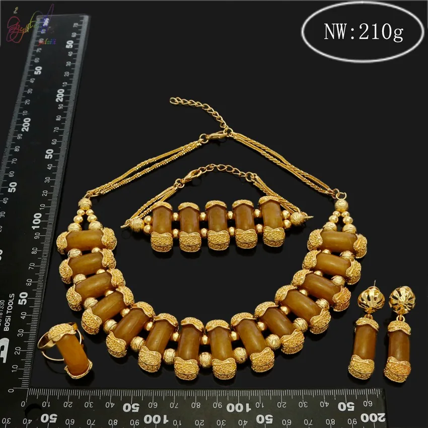 

YULAILI 2018 New Exquisite Fashion Pure Gold Color Jewelry Set High Quality Nigerian Wedding African Beads Accessories