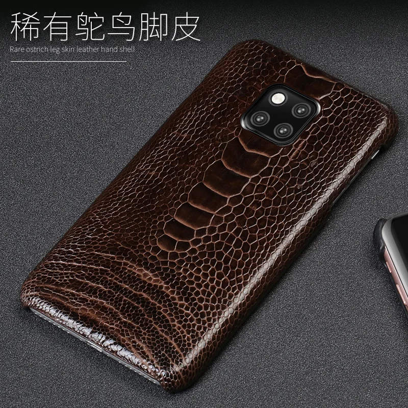 100% страуса из натуральной кожи чехол для телефона huawei mate 20 30 P20 P30 Lite pro P SMART 2019 honor 10