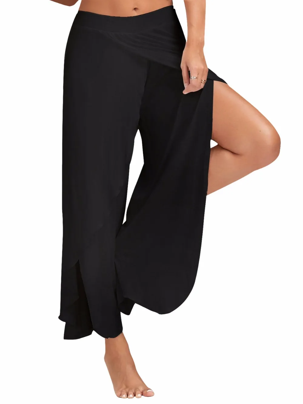 2018 hot white black wine red 5XL loose ladies waist wide leg pants casual summer beach nine points women's trousers | Женская