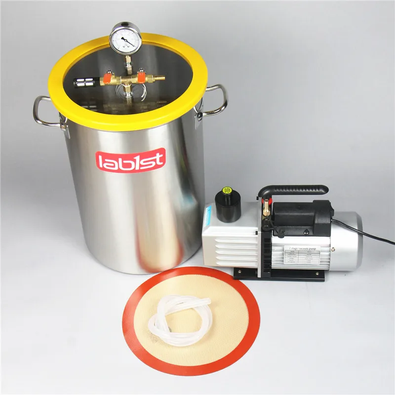 8 4 галлон (31 л) камера + 2 х стадийной 6CFM (2 7 L/s) 110V вакуумный насос комплект 30 см 45