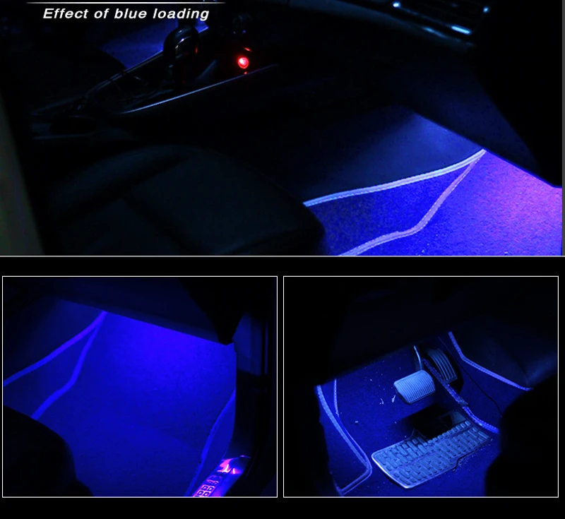 4 шт. автомобиль RGB Светодиодные ленты 9 SMD 5050 6 Вт пол салона автомобиля Декоративные Атмосфера полосы Авто путь пол свет удаленный Управление 12 В