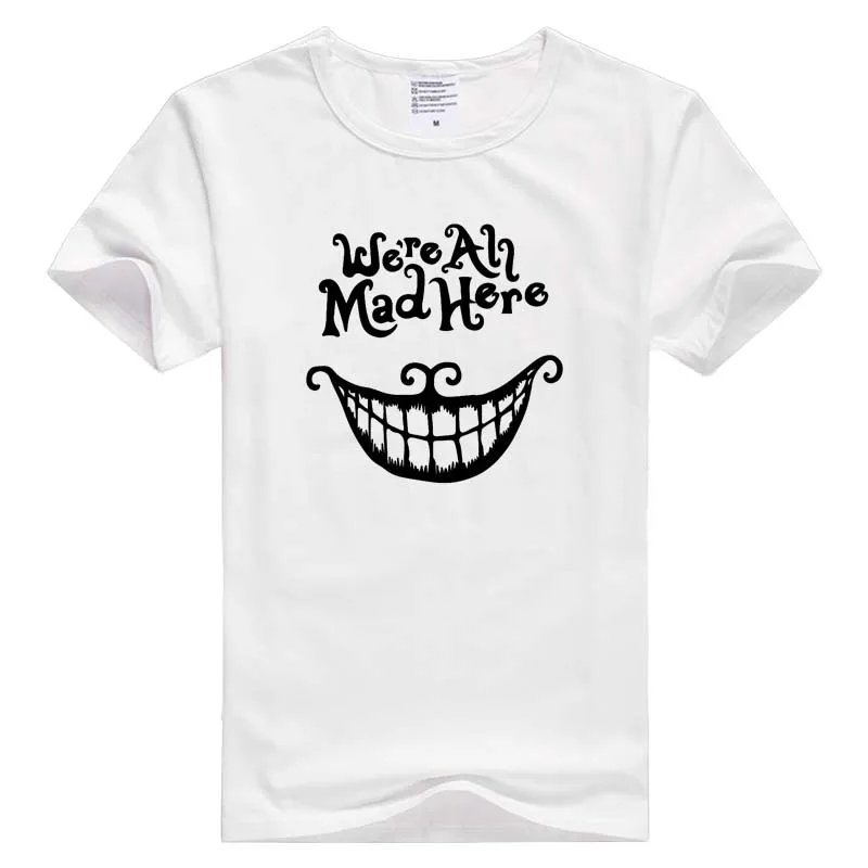 We're all mad here Alice Clipart повседневная мужская футболка с коротким рукавом удобная
